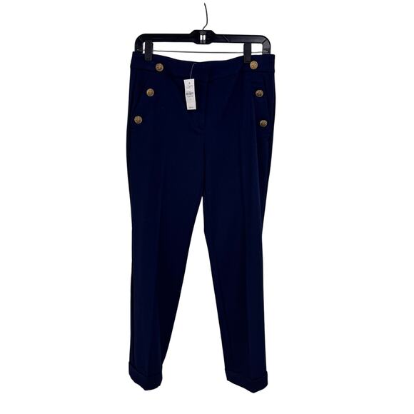 NWT Loft Cuffed Straight Leg Navy Pants Womens 2 - Picture 1 of 6